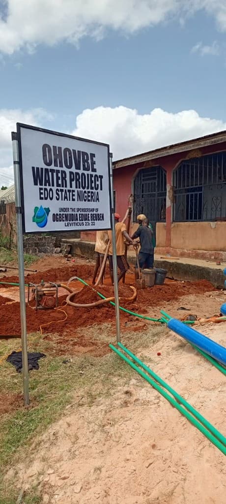Ohovbe Water Project sign in Edo State, Nigeria